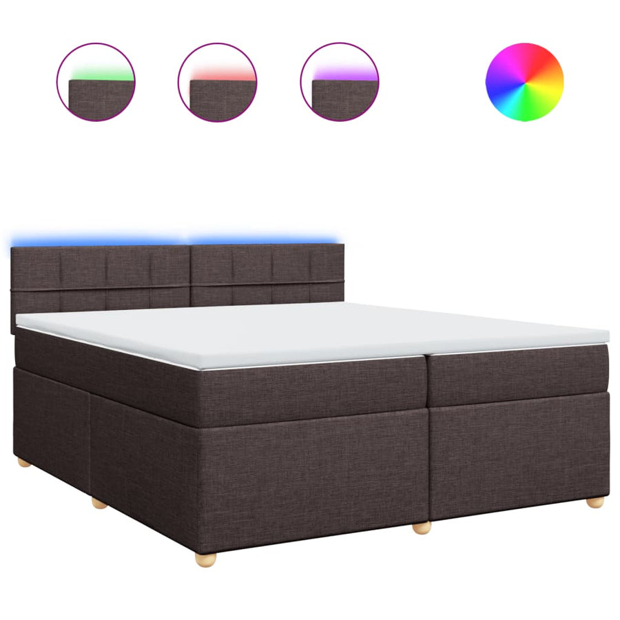 Boxspring met matras stof donkerbruin 200x200 cm