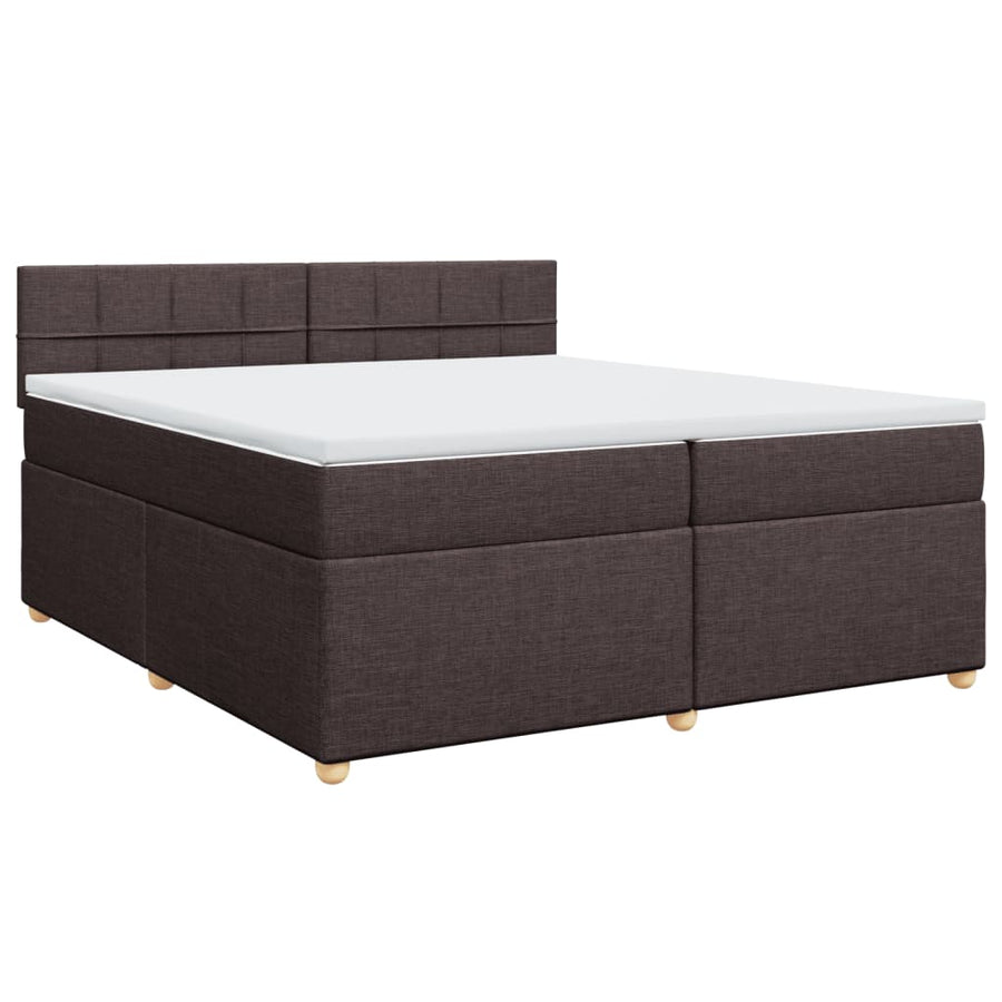 Boxspring met matras stof donkerbruin 200x200 cm