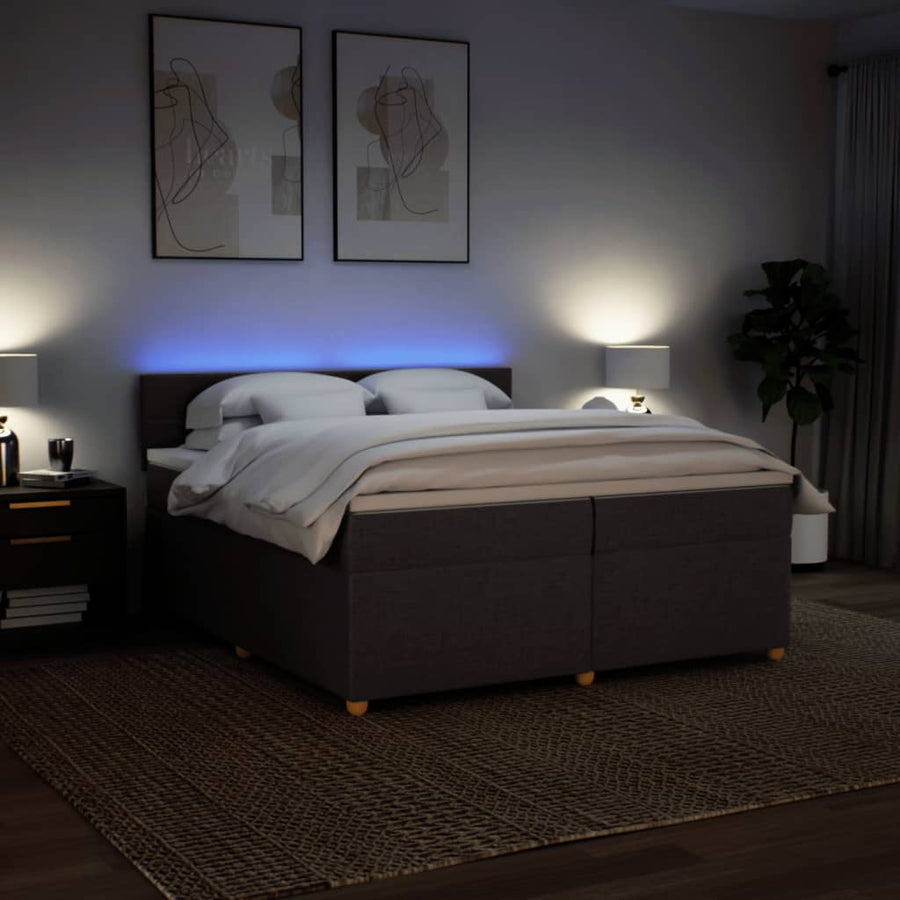 Boxspring met matras stof donkerbruin 200x200 cm
