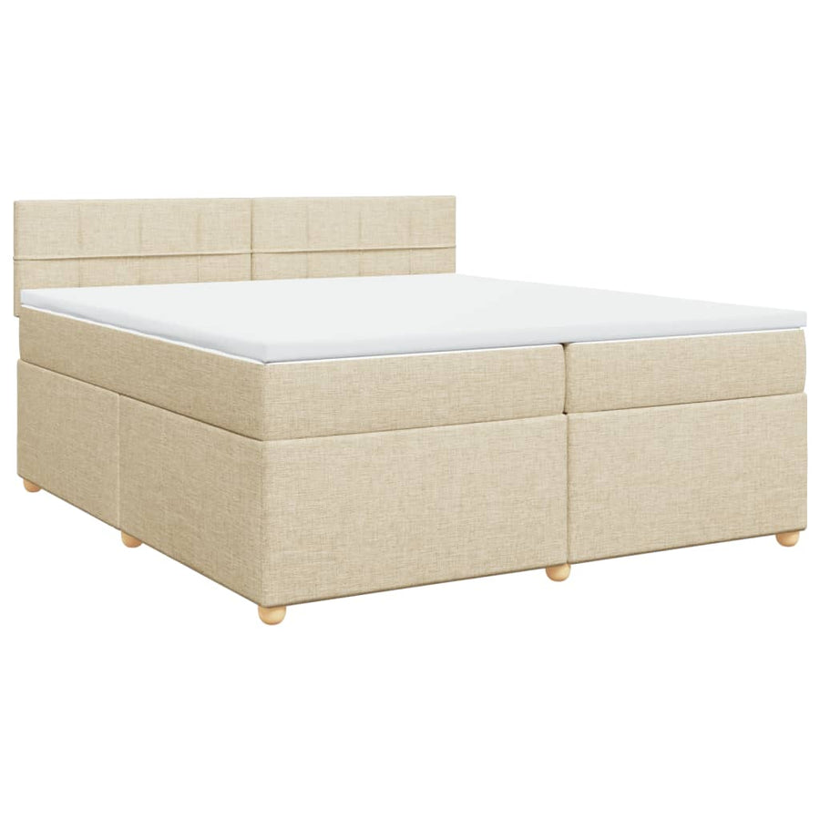 Boxspring met matras stof crèmekleurig 200x200 cm