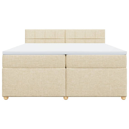 Boxspring met matras stof crèmekleurig 200x200 cm