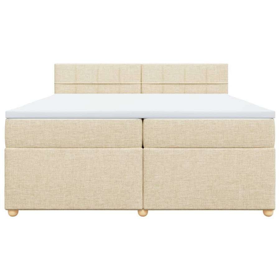 Boxspring met matras stof crèmekleurig 200x200 cm