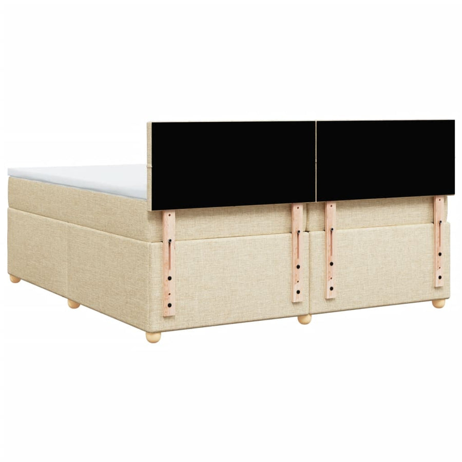 Boxspring met matras stof crèmekleurig 200x200 cm
