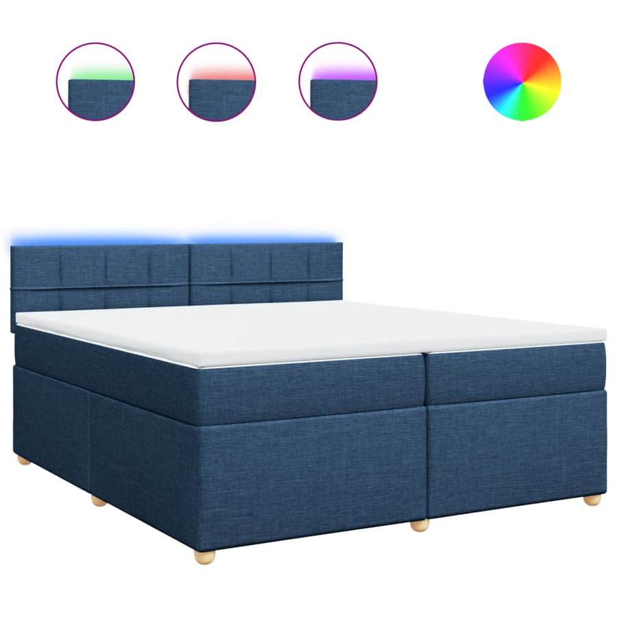 Boxspring met matras stof blauw 200x200 cm