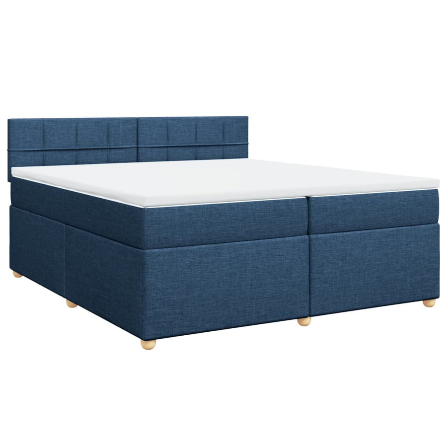 Boxspring met matras stof blauw 200x200 cm