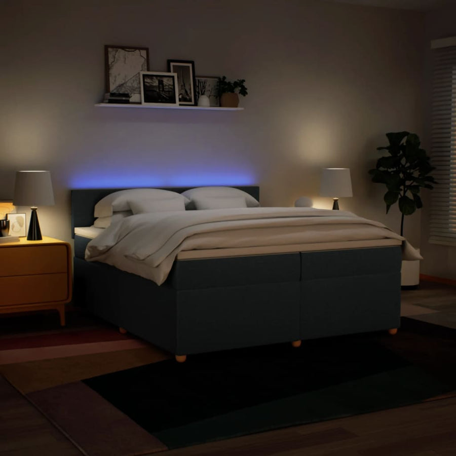 Boxspring met matras stof blauw 200x200 cm
