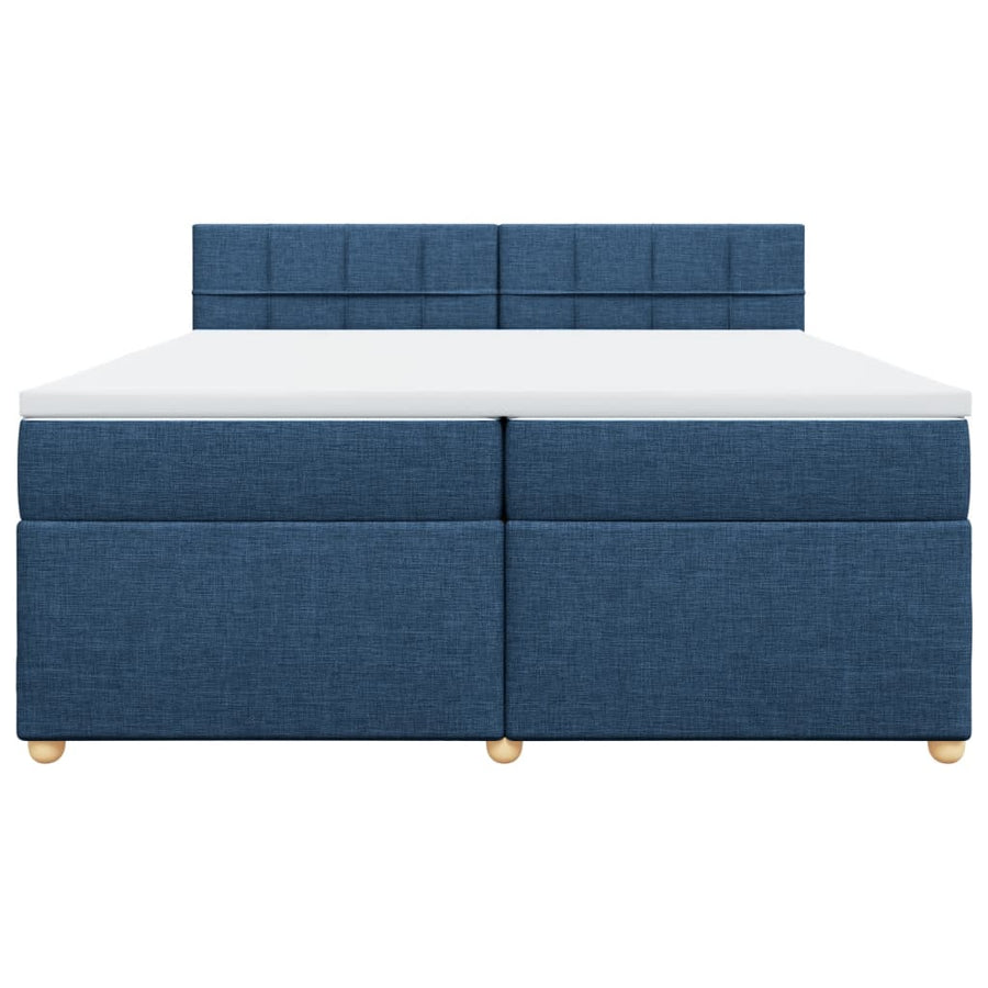 Boxspring met matras stof blauw 200x200 cm