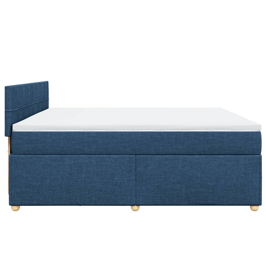 Boxspring met matras stof blauw 200x200 cm