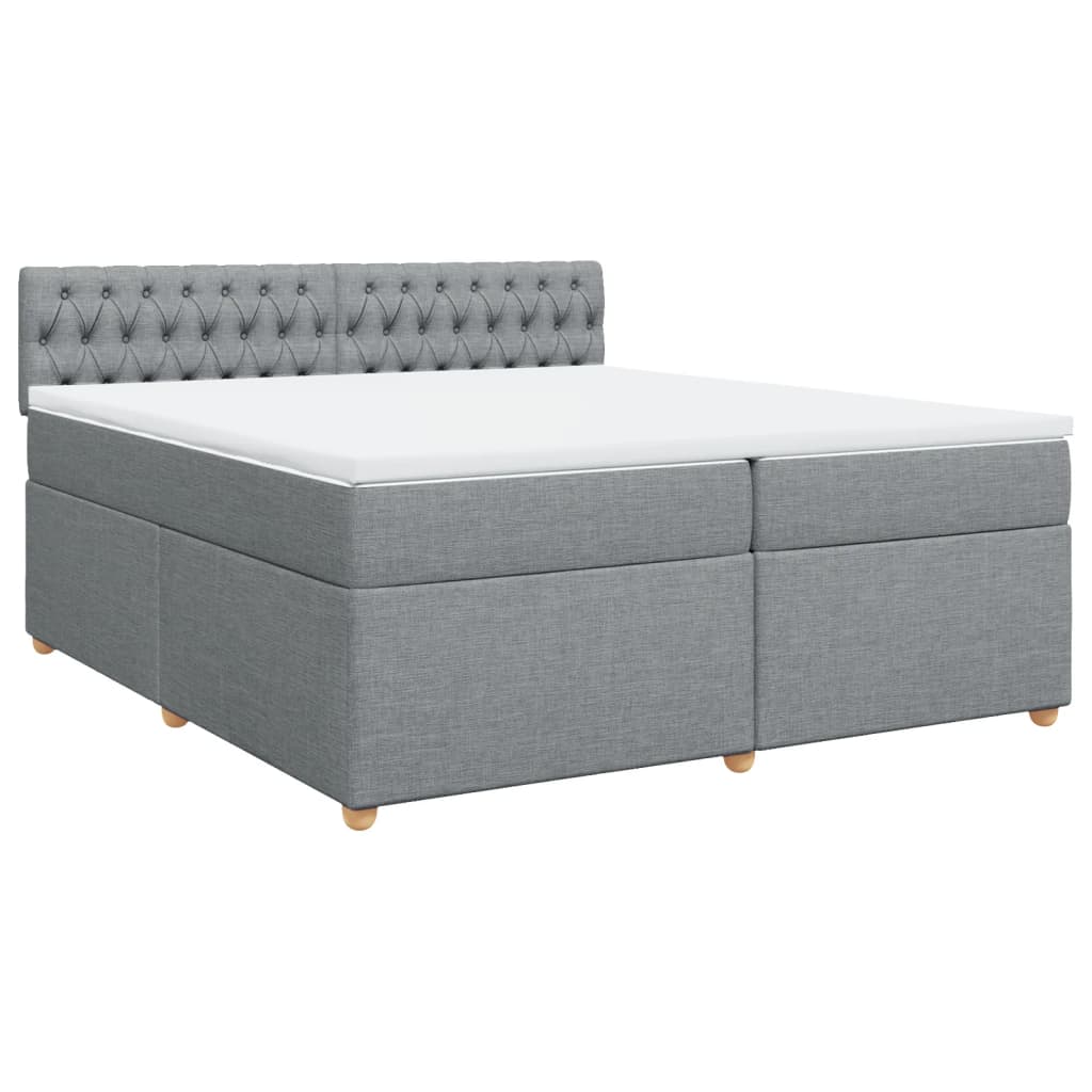 Boxspring met matras stof lichtgrijs 200x200 cm