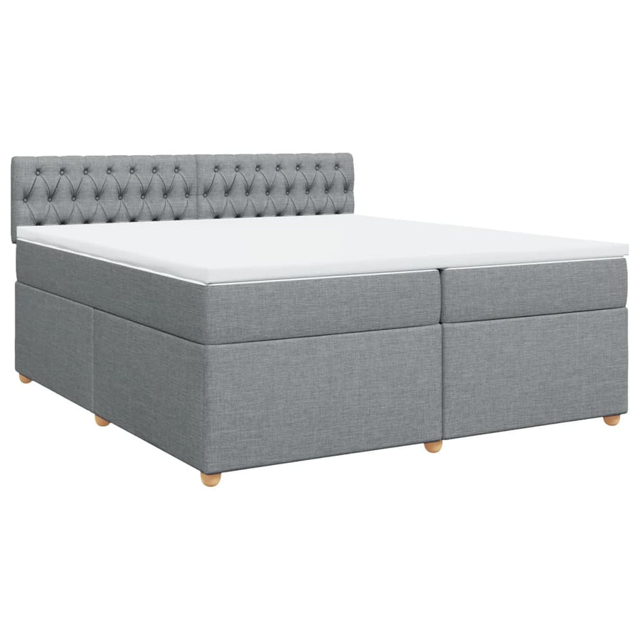 Boxspring met matras stof lichtgrijs 200x200 cm