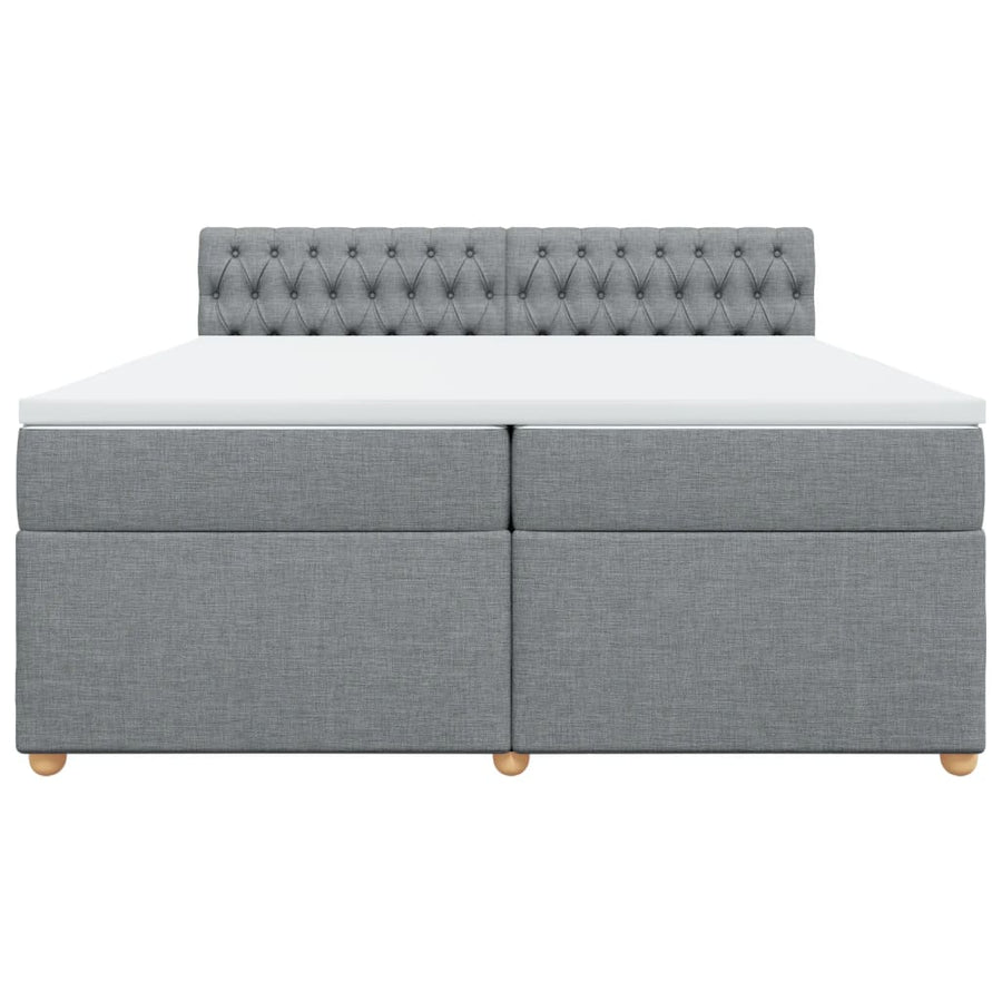 Boxspring met matras stof lichtgrijs 200x200 cm