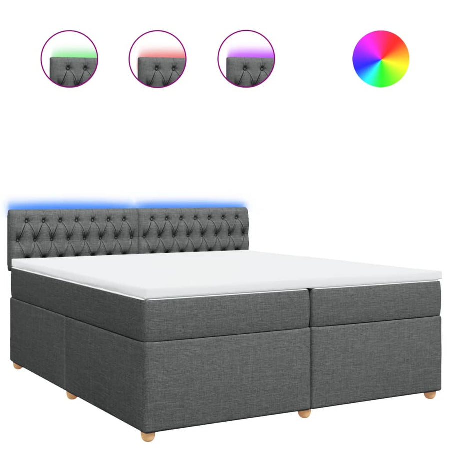 Boxspring met matras stof donkergrijs 200x200 cm
