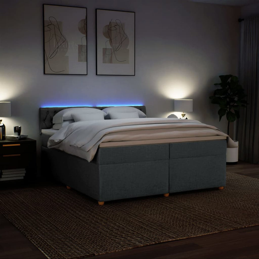 Boxspring met matras stof donkergrijs 200x200 cm