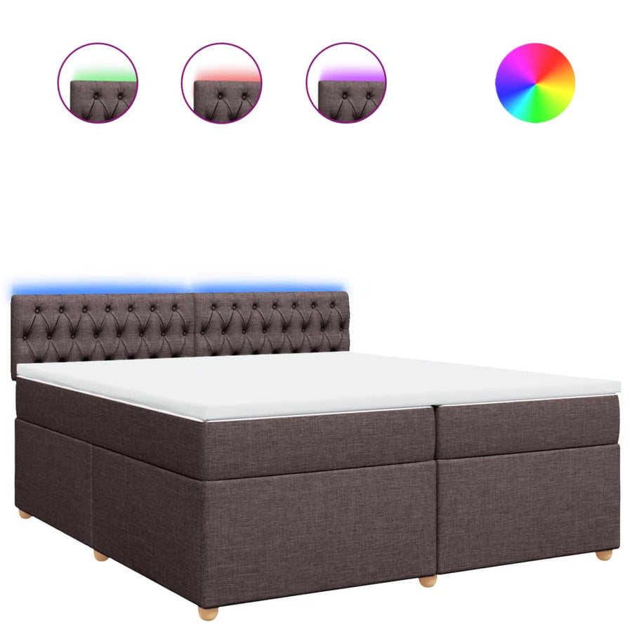 Boxspring met matras stof donkerbruin 200x200 cm