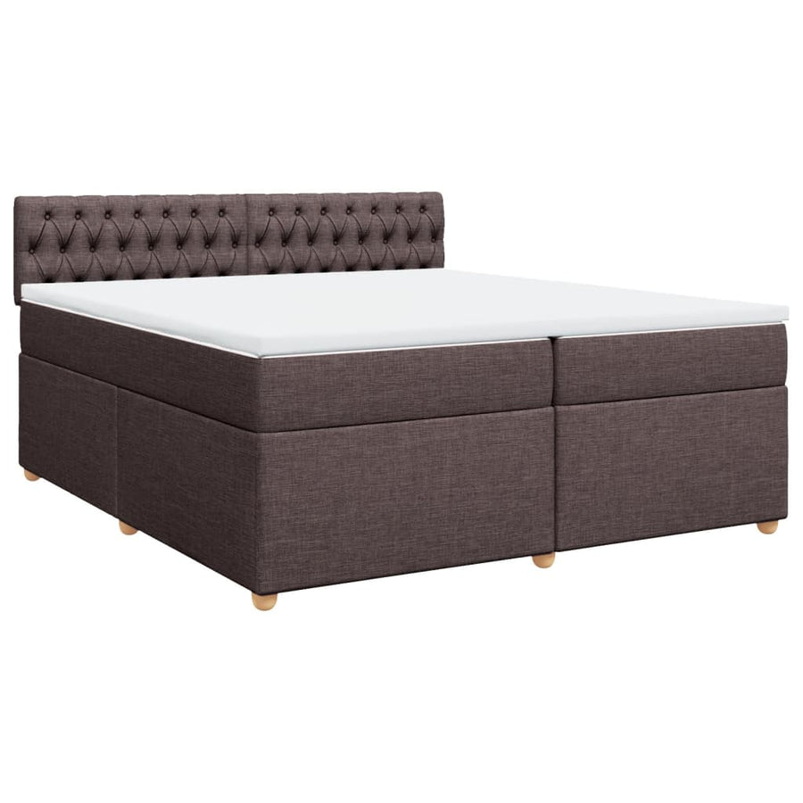 Boxspring met matras stof donkerbruin 200x200 cm