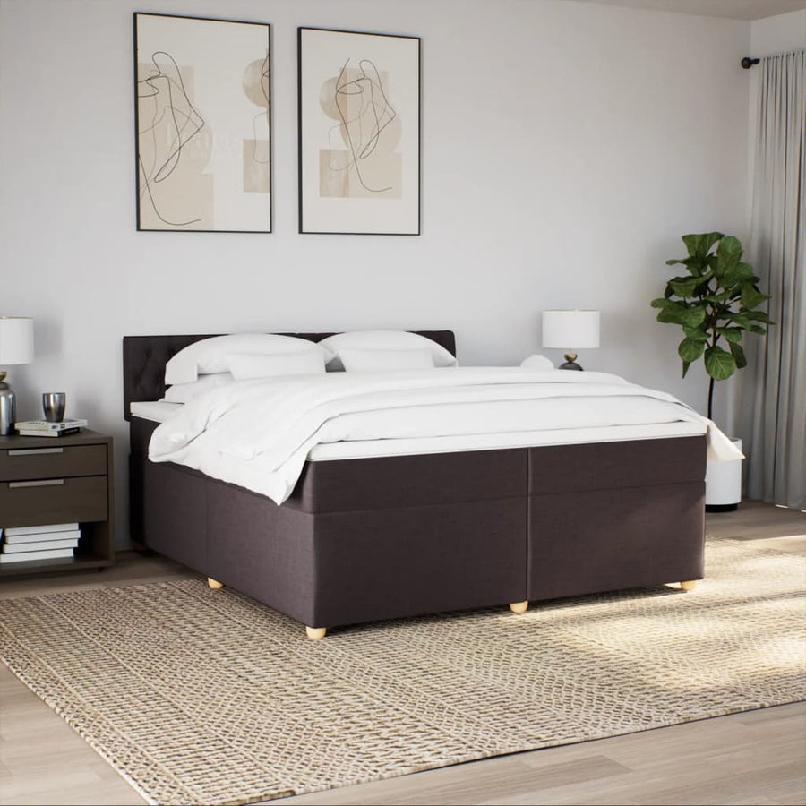 Boxspring met matras stof donkerbruin 200x200 cm