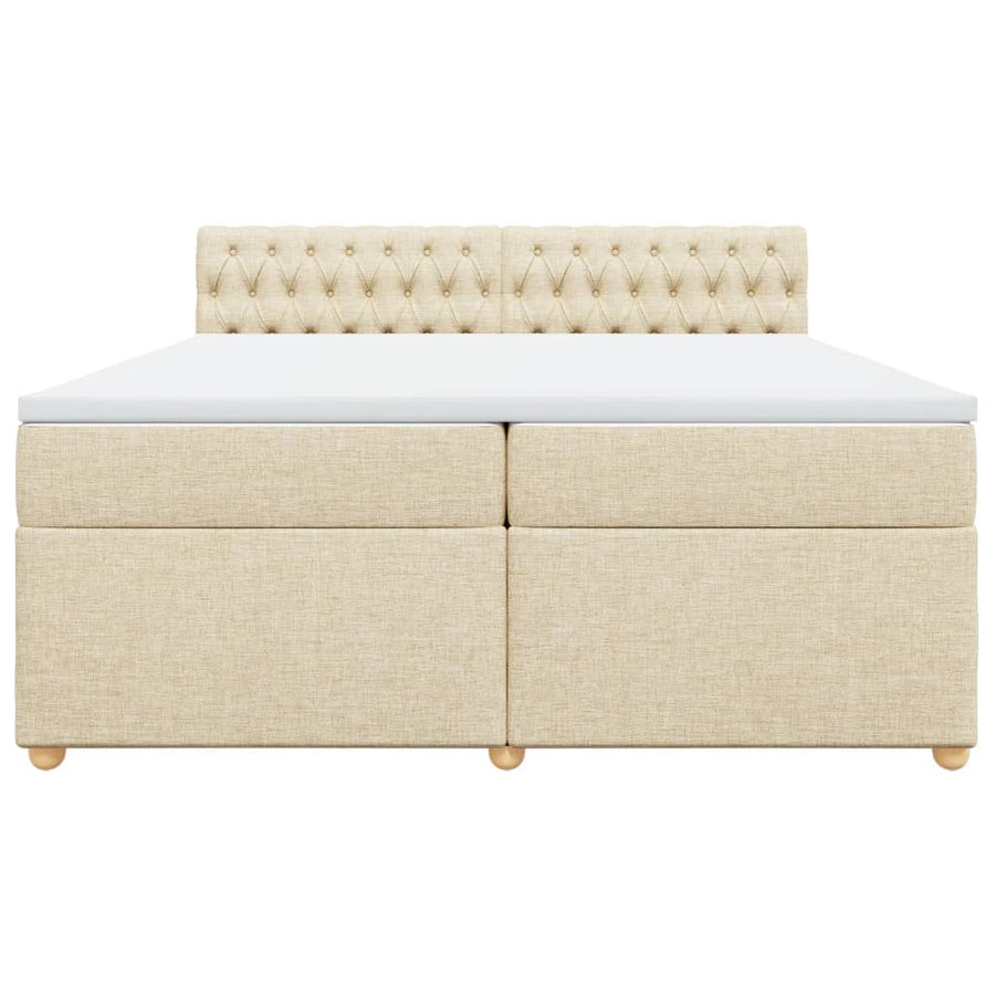 Boxspring met matras stof crèmekleurig 200x200 cm