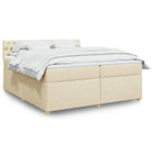 Box spring with fabric mattress cream-coloured 200x200 cm