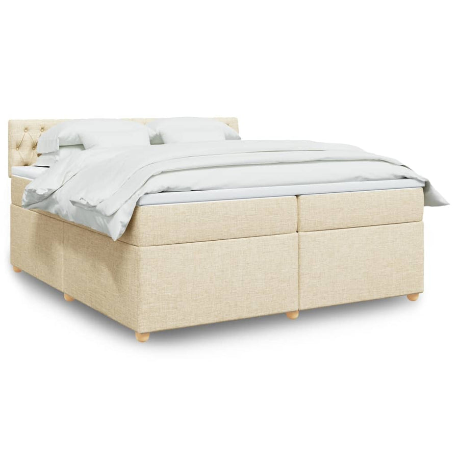 Boxspring met matras stof crèmekleurig 200x200 cm