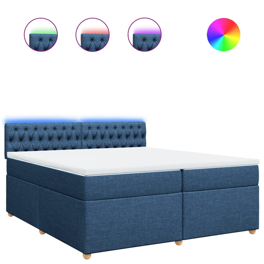Boxspring met matras stof blauw 200x200 cm