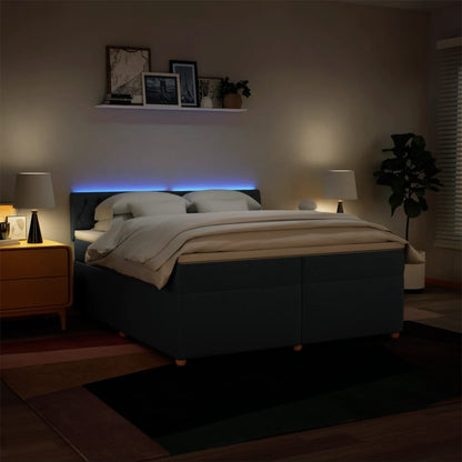 Boxspring met matras stof blauw 200x200 cm