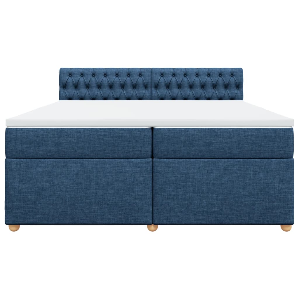 Boxspring met matras stof blauw 200x200 cm