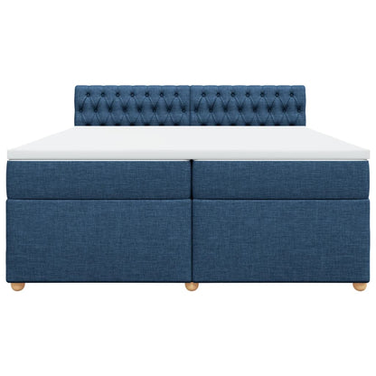 Boxspring met matras stof blauw 200x200 cm