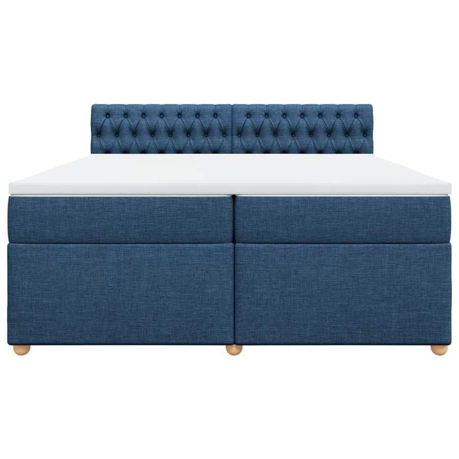 Boxspring met matras stof blauw 200x200 cm