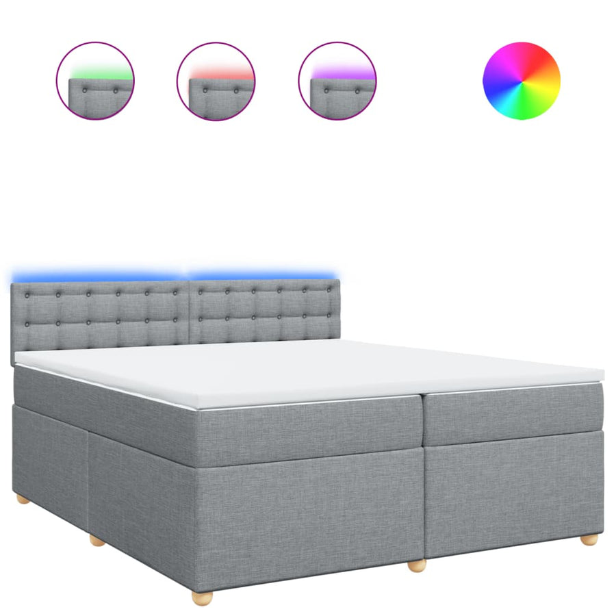 Boxspring met matras stof lichtgrijs 200x200 cm