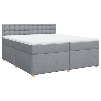 Boxspring met matras stof lichtgrijs 200x200 cm