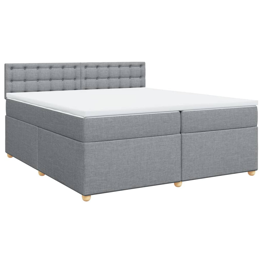 Boxspring met matras stof lichtgrijs 200x200 cm