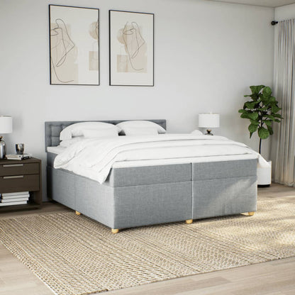 Boxspring met matras stof lichtgrijs 200x200 cm