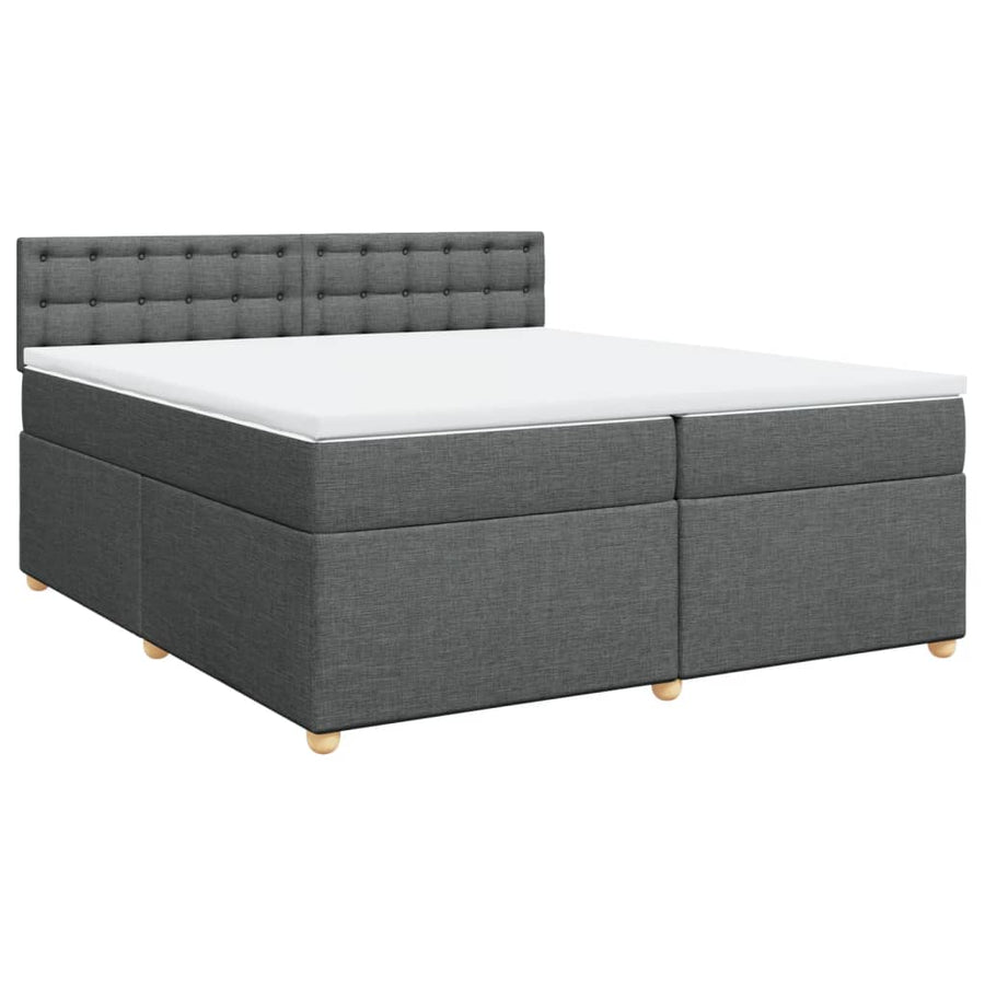 Boxspring met matras stof donkergrijs 200x200 cm