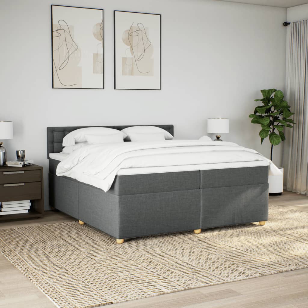 Boxspring met matras stof donkergrijs 200x200 cm