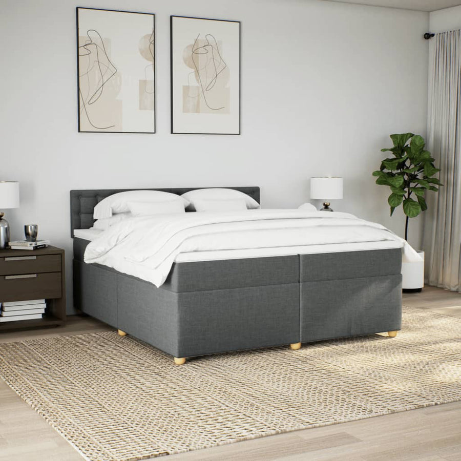 Boxspring met matras stof donkergrijs 200x200 cm