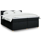 Box spring bed with mattress fabric black 200x200 cm