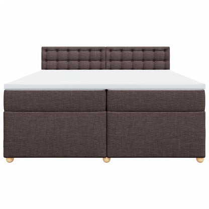 Boxspring met matras stof donkerbruin 200x200 cm