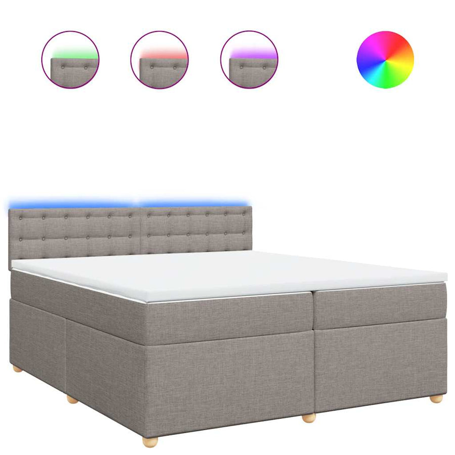 Boxspring met matras stof taupe 200x200 cm