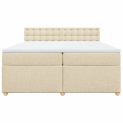 Boxspring met matras stof crèmekleurig 200x200 cm