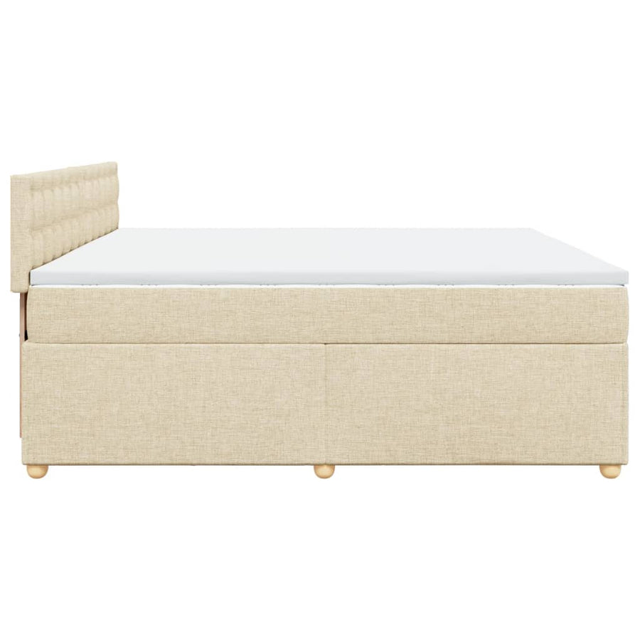 Boxspring met matras stof crèmekleurig 200x200 cm