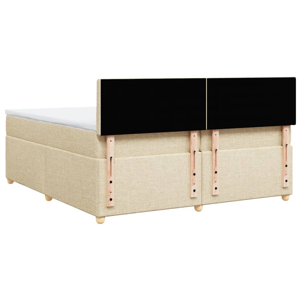 Boxspring met matras stof crèmekleurig 200x200 cm