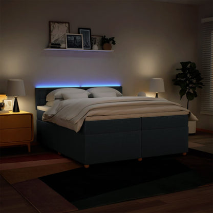 Boxspring met matras stof blauw 200x200 cm