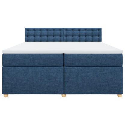 Boxspring met matras stof blauw 200x200 cm