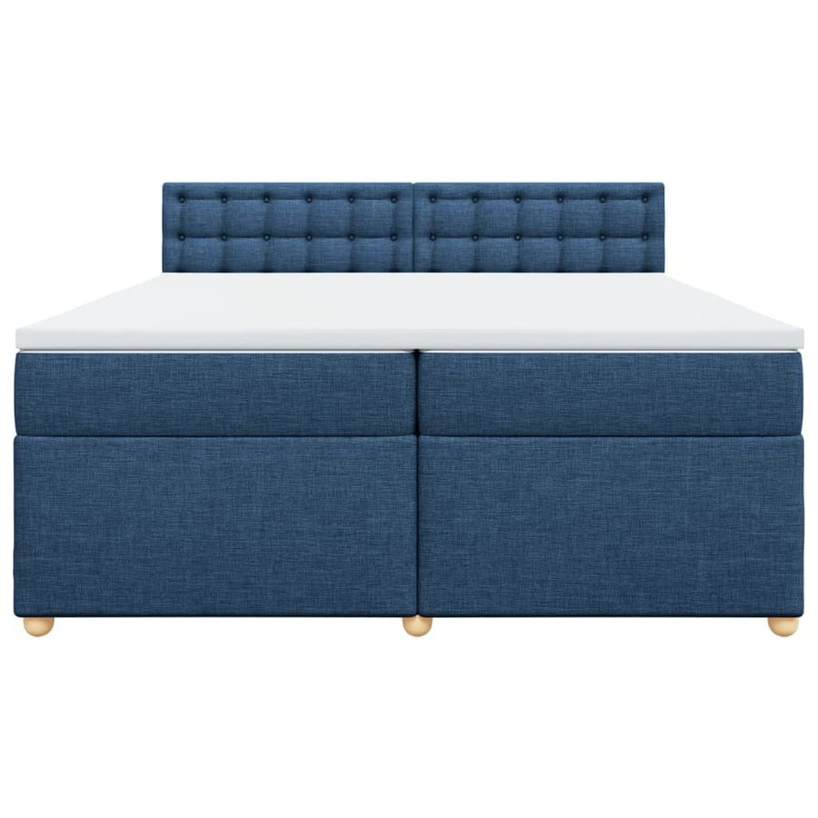 Boxspring met matras stof blauw 200x200 cm