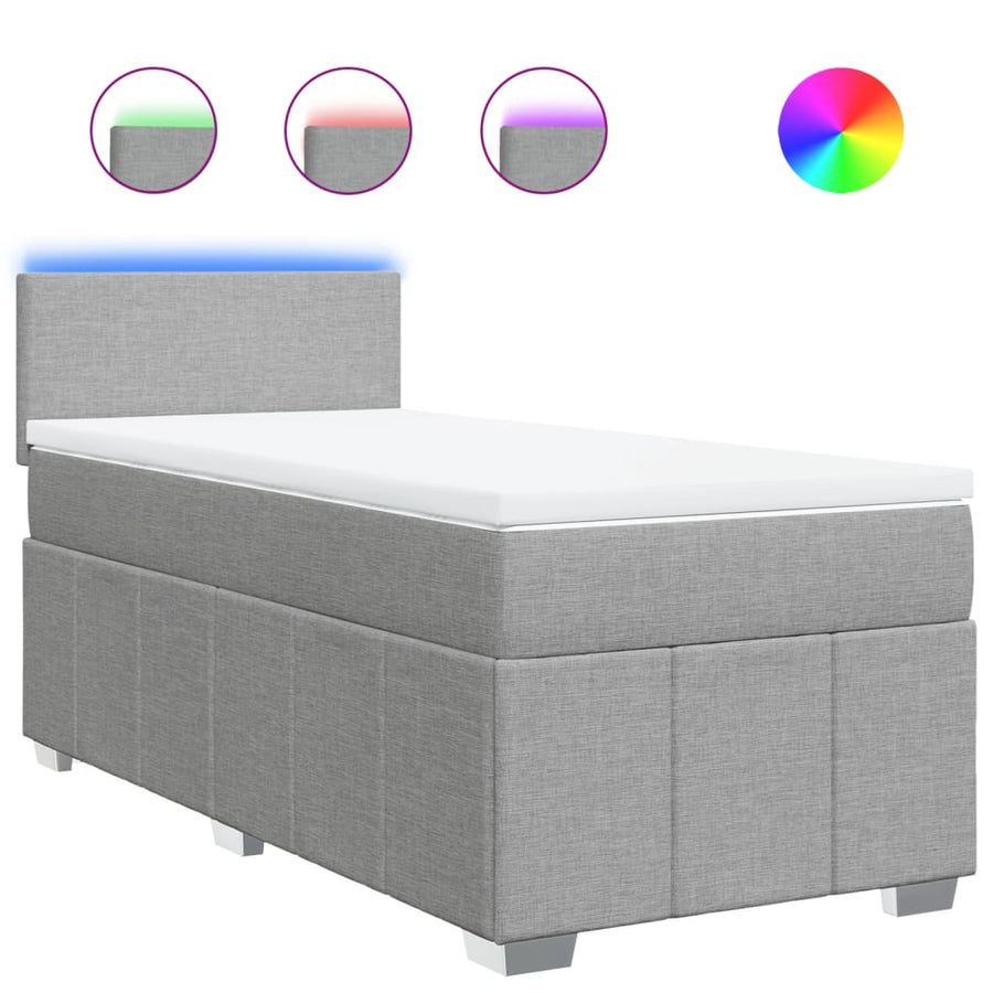 Boxspring met matras stof lichtgrijs 80x200 cm