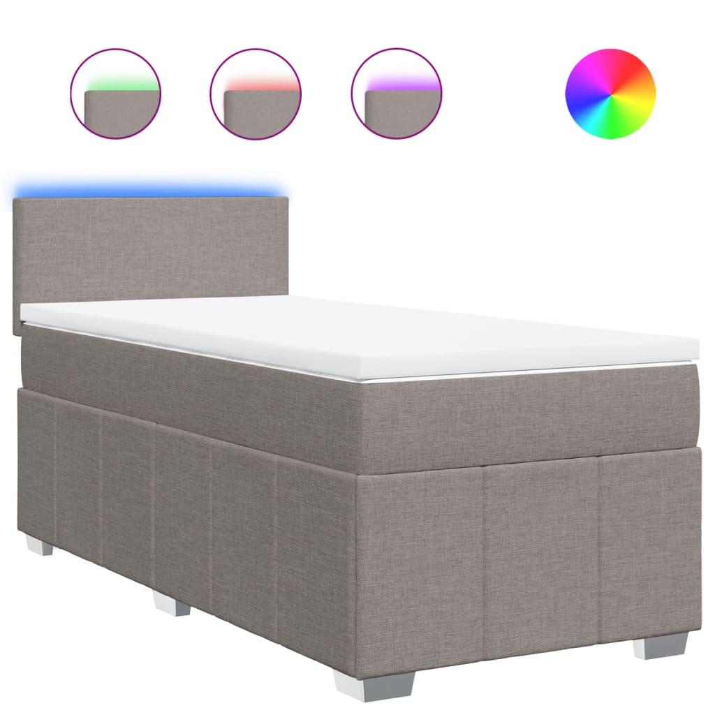 Boxspring met matras stof taupe 80x200 cm