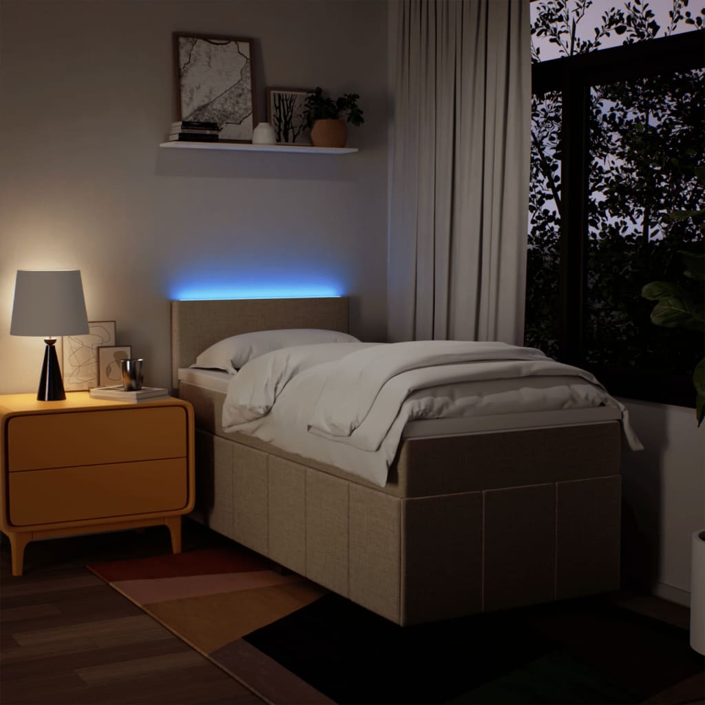 Boxspring met matras stof crèmekleurig 80x200 cm