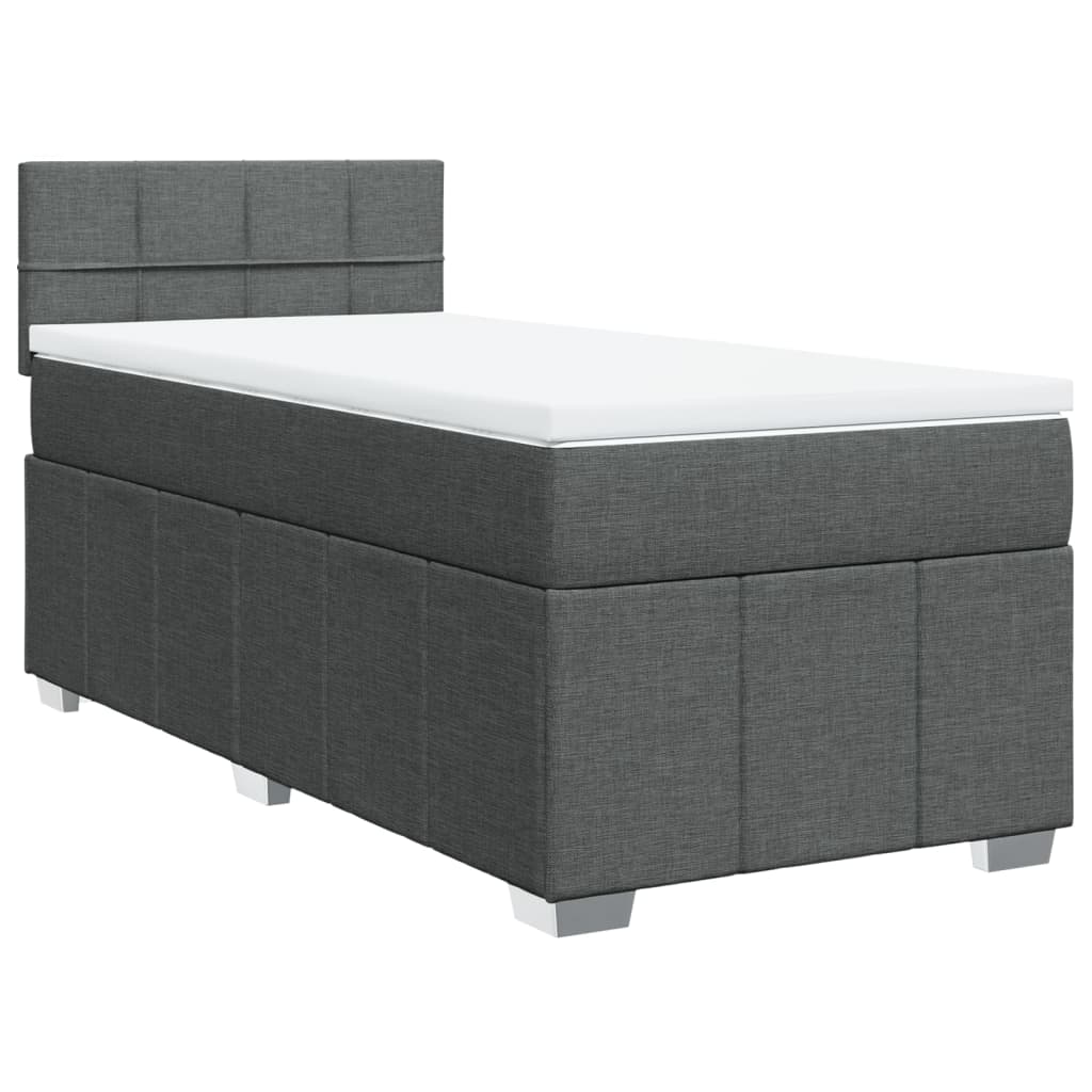 Boxspring met matras stof donkergrijs 80x200 cm