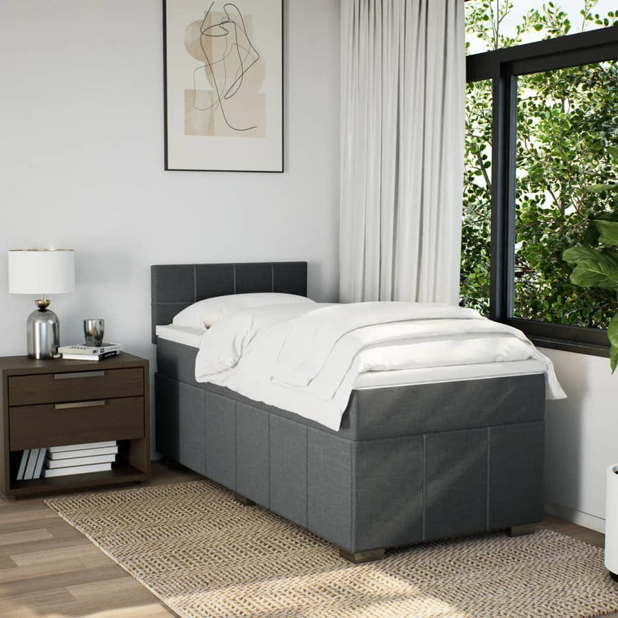 Boxspring met matras stof donkergrijs 80x200 cm