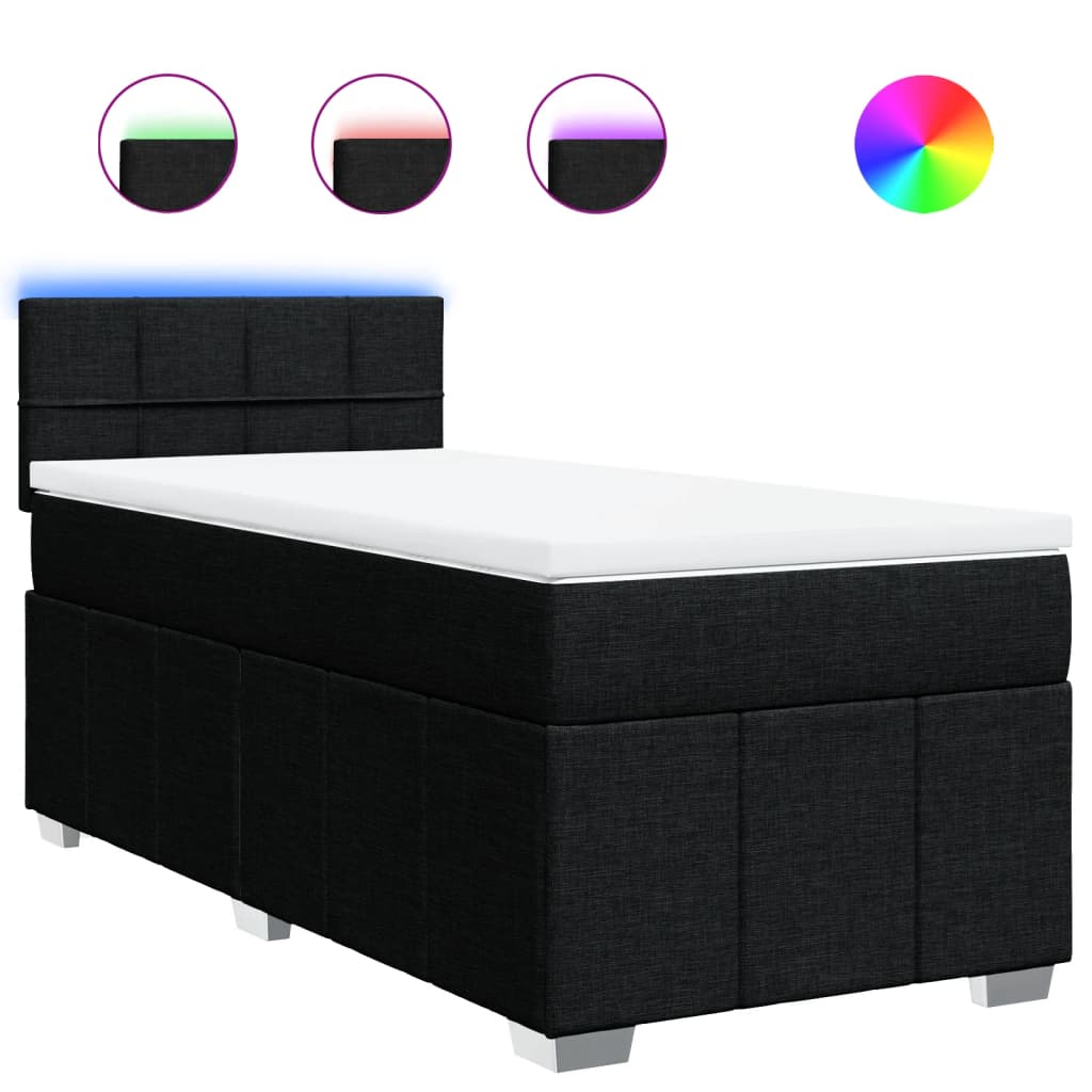 Boxspring met matras stof zwart 80x200 cm